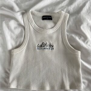 WHITEFOX White CROPPED Ribbed Tank Top